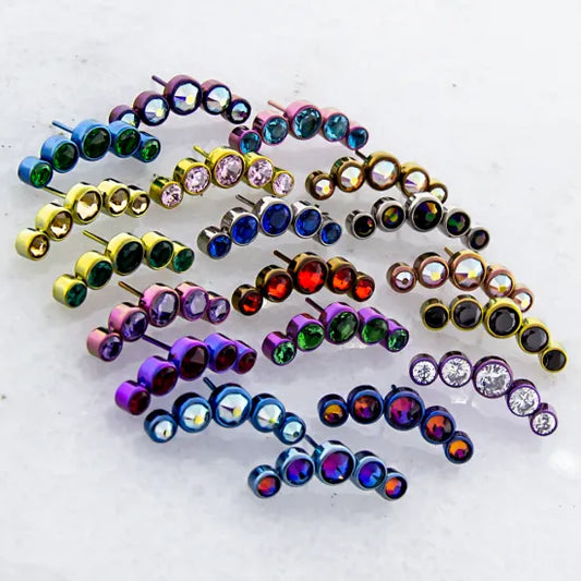 Titanium Threadless End - 5 crystal crescent in Citrine/yellow